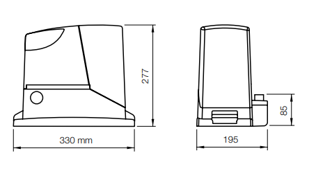 Размеры механизма раздвижных ворот NICE